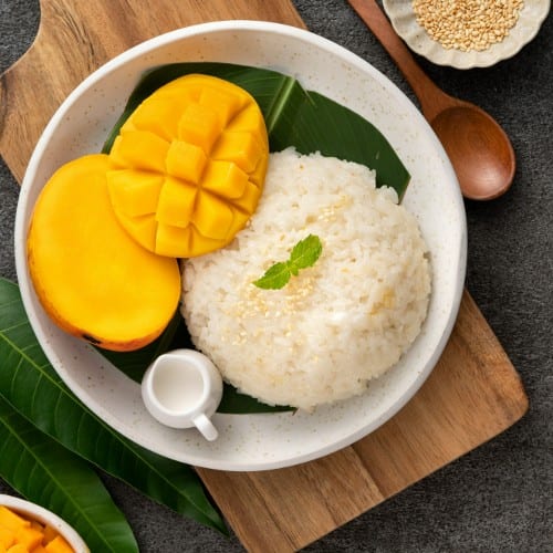 Sweet Coconut Sticky Rice with Mango.